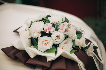 Wonderful luxury wedding bouquet of different flowers