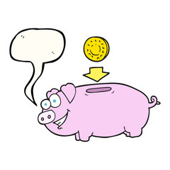 speech bubble cartoon piggy bank