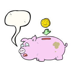 speech bubble cartoon piggy bank