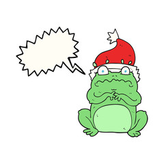 speech bubble cartoon frog in christmas hat