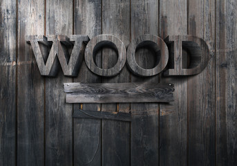 3D wood text on wooden background