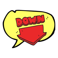 speech bubble cartoon down arrow symbol