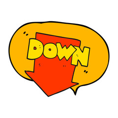 speech bubble cartoon down arrow symbol