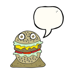 speech bubble cartoon tasty burger