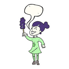 speech bubble cartoon undead monster lady cleaning
