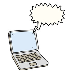 speech bubble cartoon laptop computer