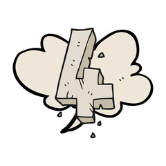 speech bubble cartoon stone number four