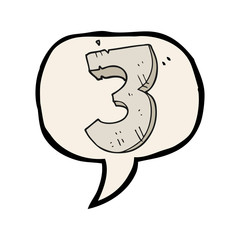 speech bubble cartoon stone number three