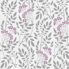 seamless Art Deco vintage pattern with sprigs and berries.