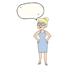speech bubble cartoon woman wearing glasses