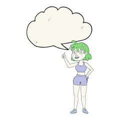 speech bubble cartoon alien gym girl