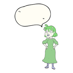 speech bubble cartoon alien woman