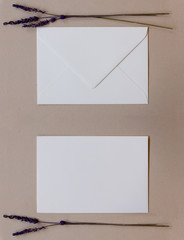 White envelope on craft background