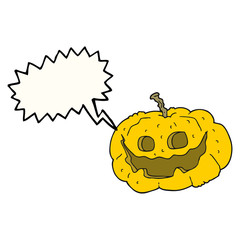 speech bubble cartoon halloween pumpkin