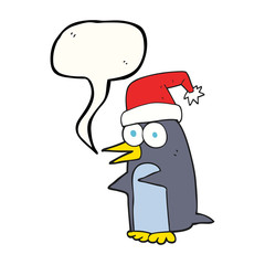 speech bubble cartoon christmas penguin