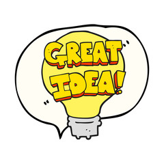 speech bubble cartoon great idea light bulb symbol