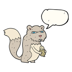 speech bubble cartoon angry squirrel with nut
