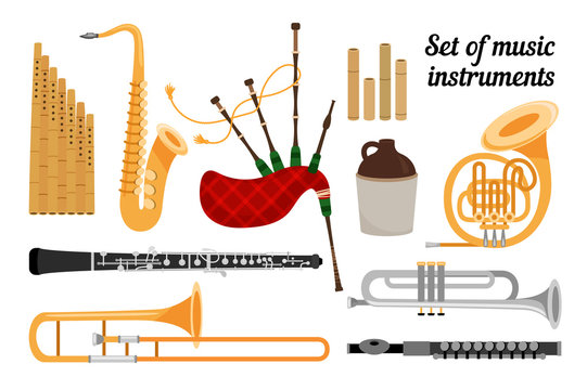 Set of wind musical Instruments