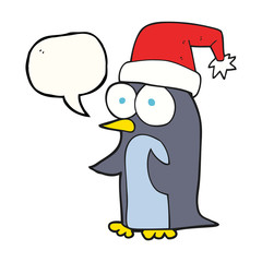 speech bubble cartoon christmas penguin