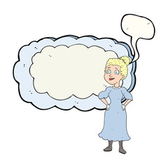 speech bubble cartoon victorian woman in dress