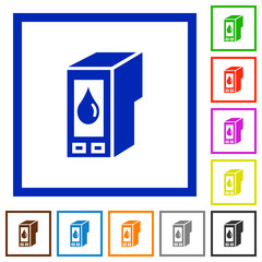 Ink cartridge framed flat icons