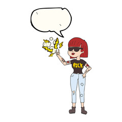 speech bubble cartoon rock woman