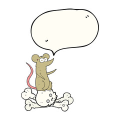 speech bubble cartoon rat on bones