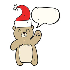 speech bubble cartoon teddy bear waving