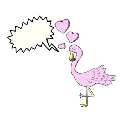 speech bubble cartoon flamingo in love