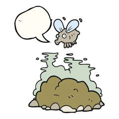 speech bubble cartoon fly and manure