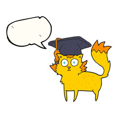 speech bubble cartoon cat graduate