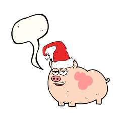 speech bubble cartoon christmas pig