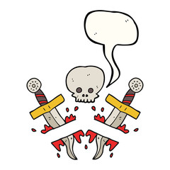 speech bubble cartoon dagger tattoo