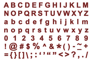 Metal alphabet set with grunge texture ,hole inside and emboss border style isolated on white