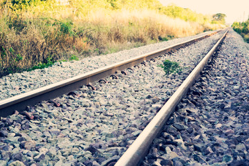 Naklejka premium Railway or railroad tracks for train transportation (vintage style)