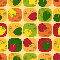 Seamless pattern with colored peppers