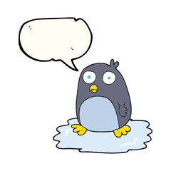 speech bubble cartoon penguin on ice