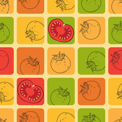 Pattern with sketches of tomatoes