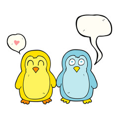 speech bubble cartoon birds holding hands