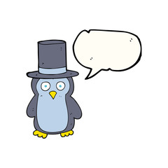 speech bubble cartoon penguin wearing hat