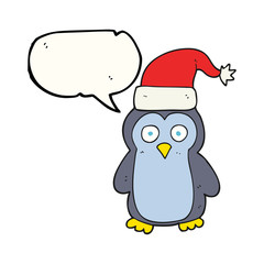 speech bubble cartoon christmas penguin