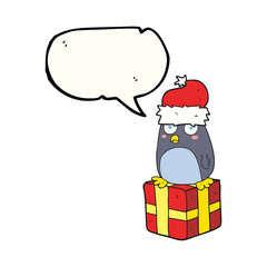 speech bubble cartoon christmas penguin