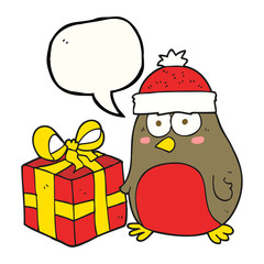 speech bubble cartoon christmas robin