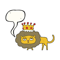 speech bubble cartoon lion with crown