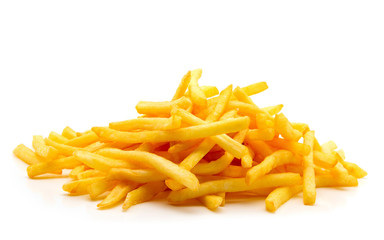 potato fry on white isolated background