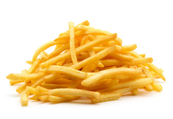 potato fry on white isolated background