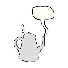 speech bubble cartoon steaming coffee pot