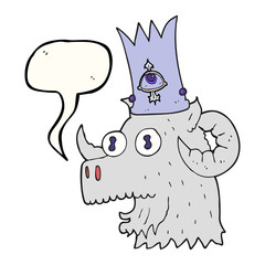 speech bubble cartoon ram head with magical crown