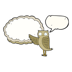 speech bubble cartoon owl pointing