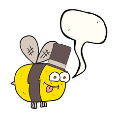 speech bubble cartoon bee wearing hat